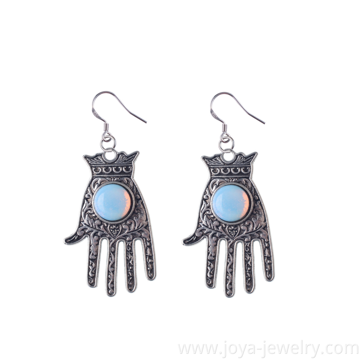 opal hamsa earring